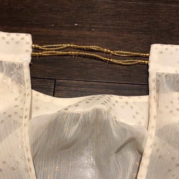 Guess cream / gold flowy sheer blouse. EUC! - Picture 5 of 6